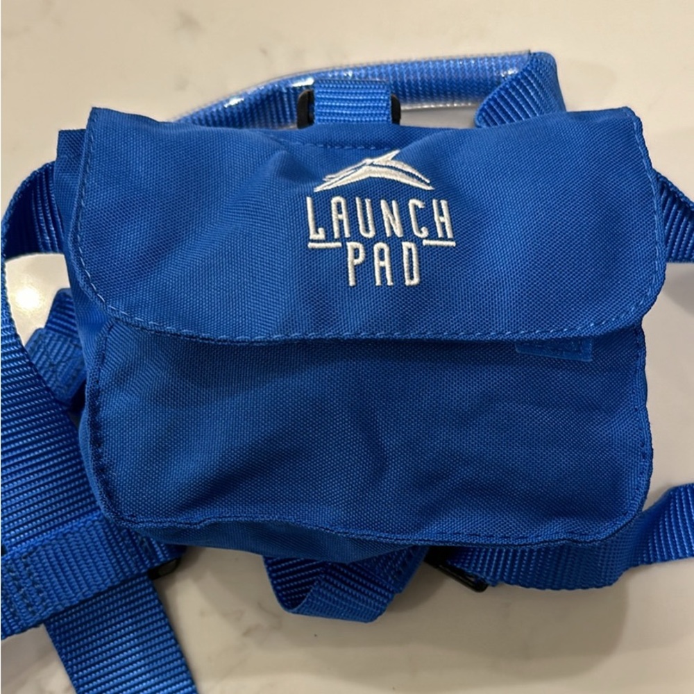 Launch Pad ski trainer harness with mini backpack.